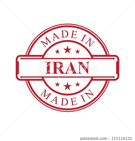Made in Iran label icon with red color emblem 115118120
