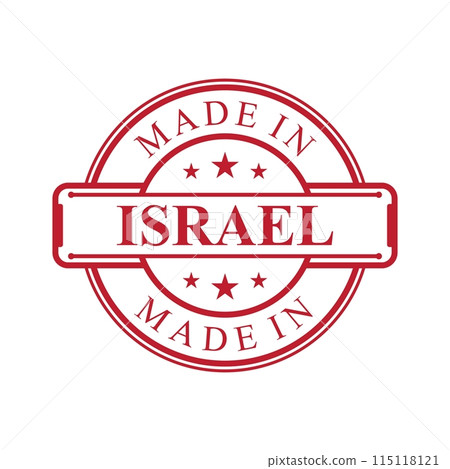 Made in Israel label icon with red color emblem 115118121