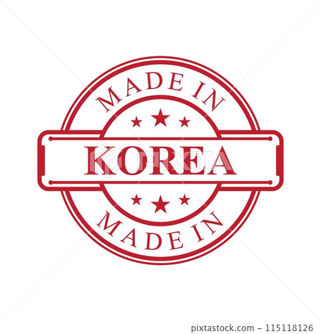 Made in Korea label icon with red color emblem Made in Korea label icon with red color emblem 115118126