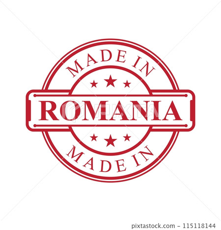 Made in Romania label icon with red color emblem Made in Romania label icon with red color emblem 115118144