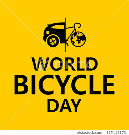 Letter World Bicycle Day on June 3 with world map 115118173
