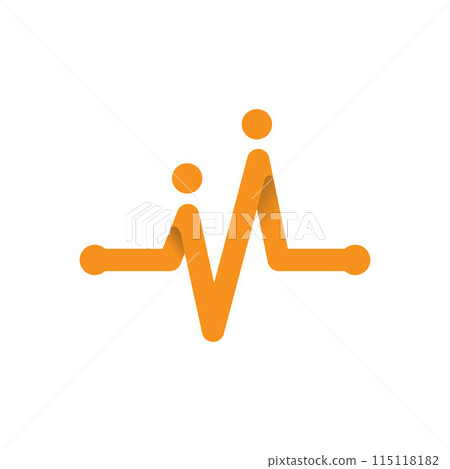 Abstract M letter shape pulse on the white background Abstract M letter shape pulse on the white background 115118182