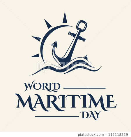 World Maritime Day with anchor in flat style 115118229