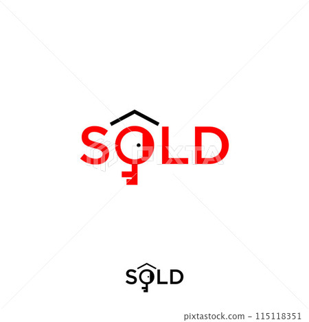 Sold letter with red color flat vector concept design 115118351