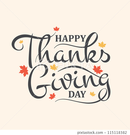 Happy Thanksgiving Day hand lettering text for element design 115118382
