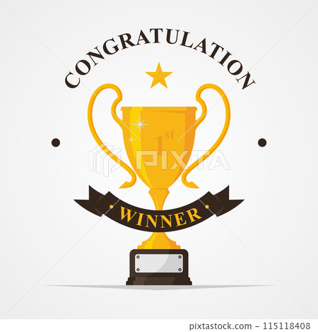 Trophy and awards golden badges and labels collection with congratulation letter Trophy and awards golden badges and labels collection with congratulation letter 115118408