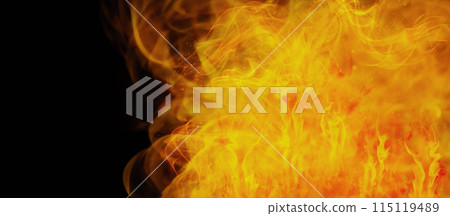 Fire flame on transparent background. Fire texture overlays 115119489