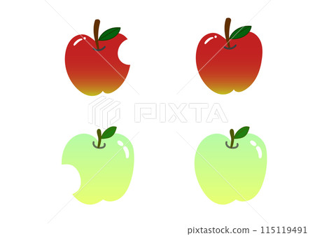 Red apple and green apple, bitten red apple and green apple 115119491