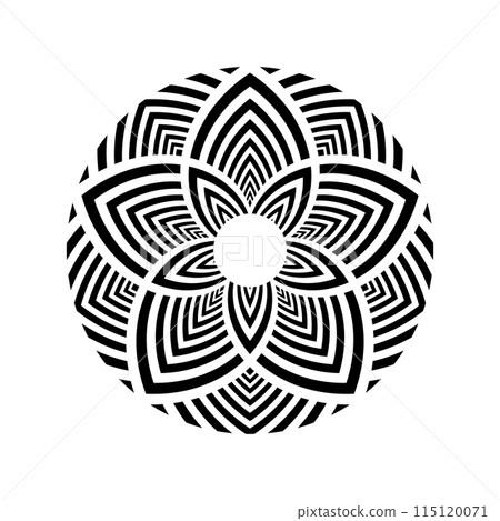 Decorative Geometric Radial Circle Floral Pattern. 115120071