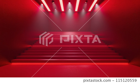 Red Stage With Spotlights and Steps 115120559