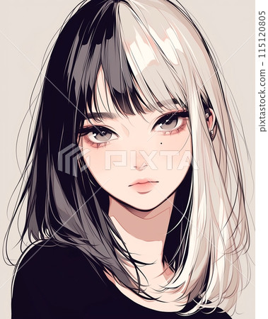 Icon illustration - Two-tone hair "AI generated image" 115120805