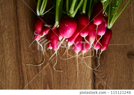 fresh radish on table close up 115121248