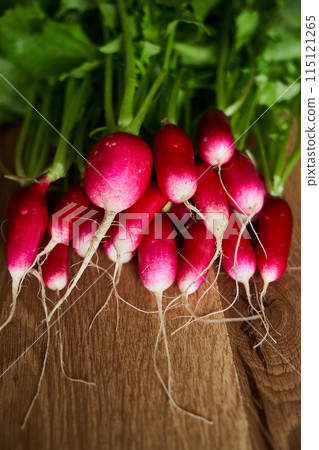 fresh radish on table close up 115121265