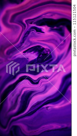 Liquid marble. Shimmering ink mix. Defocused neon pink purple black color shiny glitter particles paint leak water emulsion pigment spill abstract art background. Liquid marble. Shimmering ink mix. Defocused neon pink purple black color shiny glitter particles paint leak water emulsion pigment spill abstract art background. 115121504