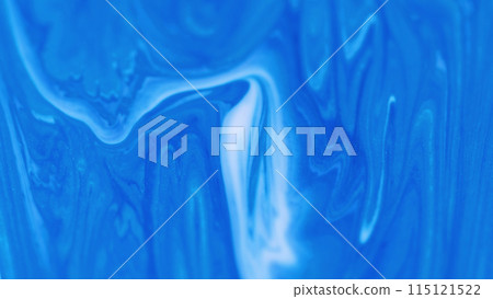 Paint flow. Shimmer liquid. Sparkling water art. Defocused blue white color drip ink wave fluid wet gel emulsion motion abstract background. Paint flow. Shimmer liquid. Sparkling water art. Defocused blue white color drip ink wave fluid wet gel emulsion motion abstract background. 115121522