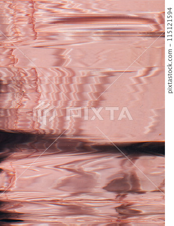 Glitch pattern. Image distortion. Pink color growing artefact analog screen vibration signal error old tv vhs tape line retro abstract background. 115121594