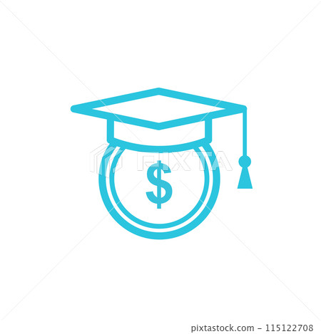 Scolarship icon. Isolated on white background. From blue icon set Scolarship icon. Isolated on white background. From blue icon set 115122708