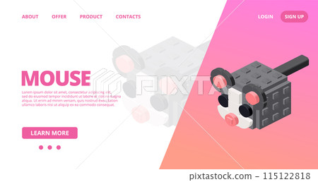 Web template with a mouse. Vector Web template with a mouse. Vector 115122818