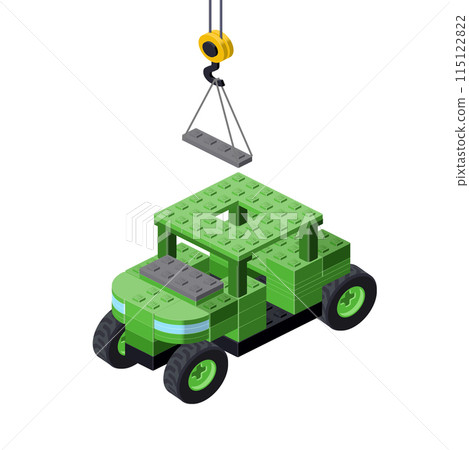 Military SUV production concept on white background. Vector 115122822