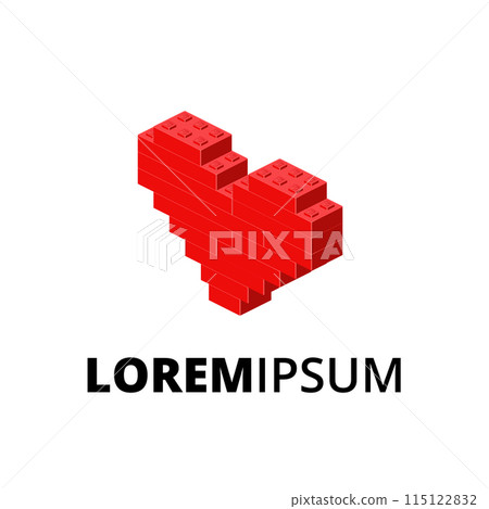 Logo with heart for print and design. Vector clipart. Logo with heart for print and design. Vector clipart. 115122832