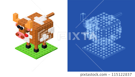 Cow project for print and decoration. Vector clipart. Cow project for print and decoration. Vector clipart. 115122837