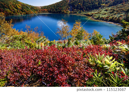 東山脈和五色沼的紅葉風景 115123087