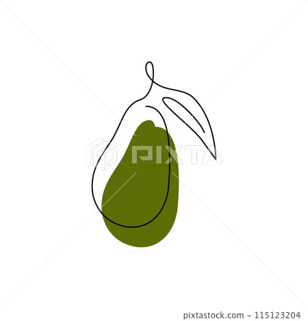 Avocado fruit in continuous line art drawing style 115123204