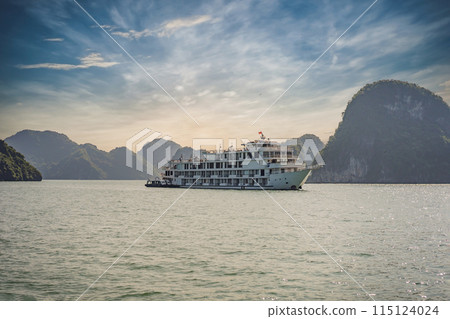 Cruise ships and islands in Halong Bay, Vietnam 115124024