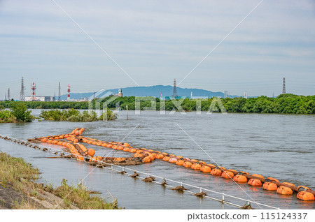 大阪府枚方市淀川因大雨而水位上升，變成泥流 115124337