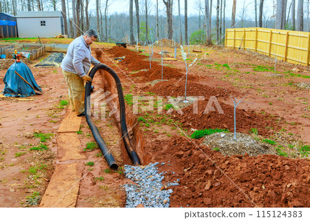 Construction of drainage system for outflow of rainwater stormwater Construction of drainage system for outflow of rainwater stormwater 115124383