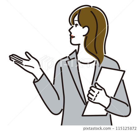 A woman explaining a document A woman explaining a document 115125872