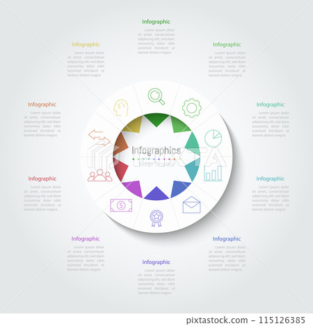 Infographic 10 options design elements for your business data. Vector Illustration. Infographic 10 options design elements for your business data. Vector Illustration. 115126385