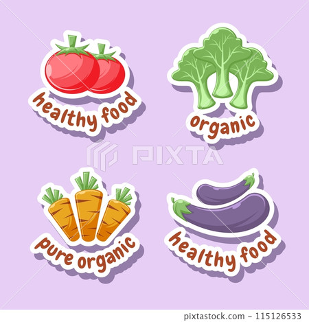 Organic Food Shopping Sticker Pack 115126533