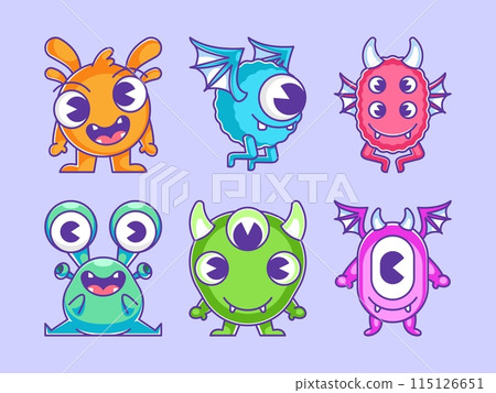 Collection of cute monster character designs Collection of cute monster character designs 115126651