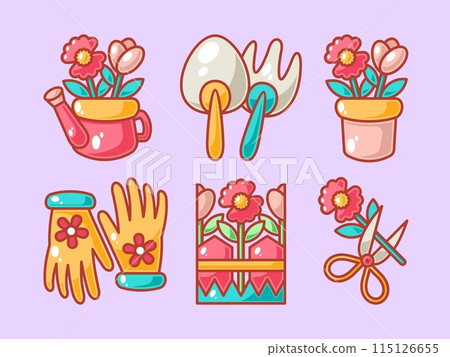 Cute gardening element sticker collection 115126655