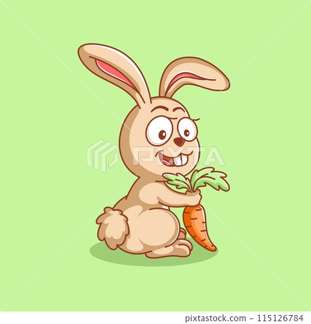 Cartoon style bunny carrying carrots Cartoon style bunny carrying carrots 115126784