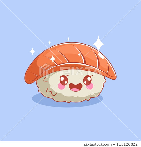 Cute cartoon style salmon sushi design Cute cartoon style salmon sushi design 115126822