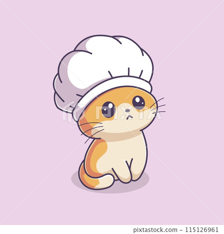 Cute kitten wearing a chef hat Cute kitten wearing a chef hat 115126961
