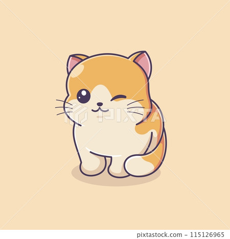 Cute smiling kitten sitting relaxed 115126965