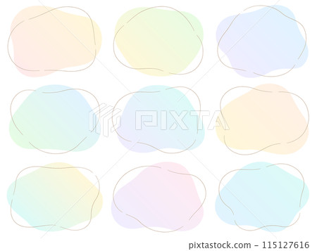 Colorful soft shapes and hand-drawn line frames set 115127616