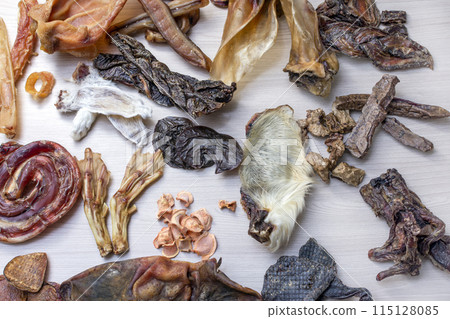 Natural treats for pets. dried meat products to feed and motivate dogs Natural treats for pets. dried meat products to feed and motivate dogs 115128085