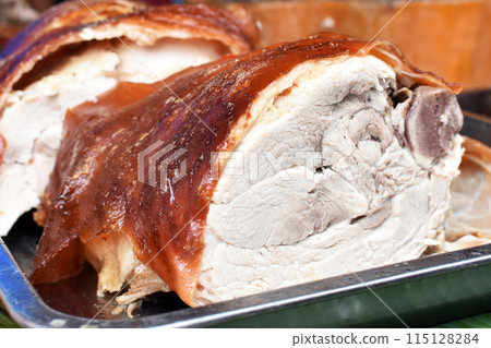 Roasted pig with crispy skin. Lechon national food of the Philippines Roasted pig with crispy skin. Lechon national food of the Philippines 115128284