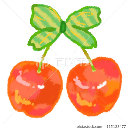 新鮮櫻桃和絲帶的插圖 115128477