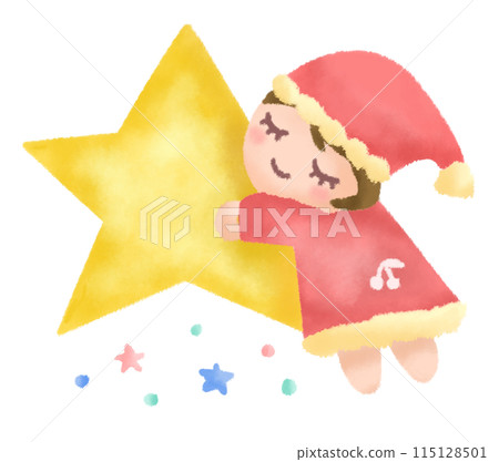 A girl sleeping comfortably with a star 115128501