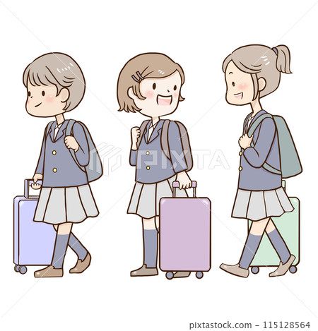 Illustration of a school trip with a suitcase 115128564