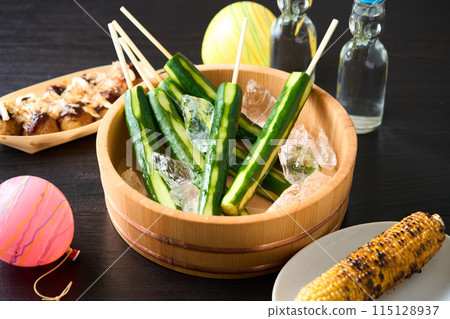 Summer festival food stalls 115128937