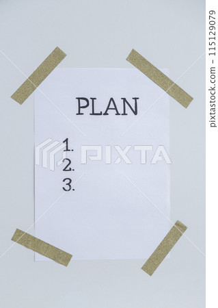 Motivational paper note PLAN. Goals setting concept. Strategy for self development improvement. Inspirational Planning better healthier life. Visual Motivational paper note PLAN. Goals setting concept. Strategy for self development improvement. Inspirational Planning better healthier life. Visual 115129079