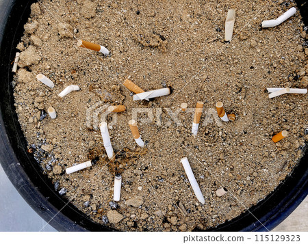 Sandbox for disposing of cigarette butts concept of cleanliness 115129323