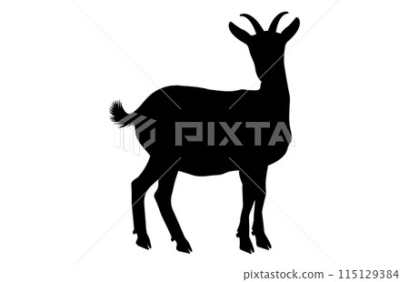 Black Alpine Goat Silhouette, Alpine ibex silhouette illustration 115129384