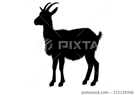 Black Alpine Goat Silhouette, Alpine ibex silhouette illustration 115129386